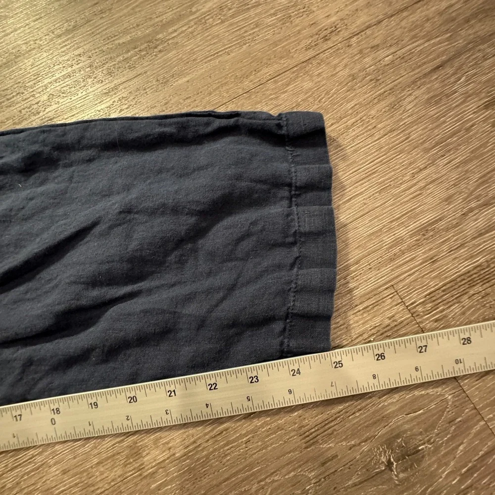 Quince Pants Womens Large Blue 100% Linen Pullon Costal Lounge Comfort 32x25